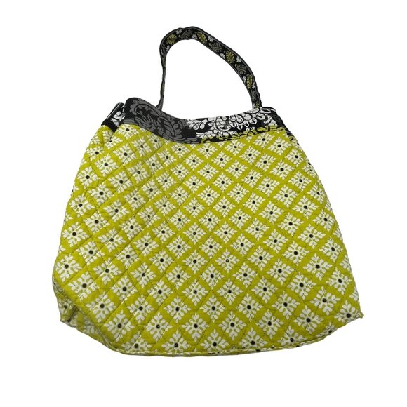 Vera Bradley Tote Baroque Shoulder Bag Black Gray Yellow White Print Medium - Picture 2 of 10